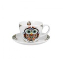 Porcelánová šálka s podšálkou DUO Etno Sowa 470ml