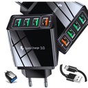 RÝCHLA nabíjačka 4x USB NABÍJANIE 3.0 UNIVERZÁLNE S KÁBLOM VRÁTANE NAPÁJANIA