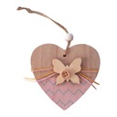 Drevený prívesok - srdce s motýlikom - 14 cm