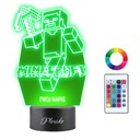 3D LED nočná lampa pre deti Minecraft hra Darček na gravírovanie vášho mena