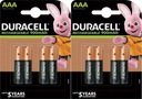 Kapacita batérie Duracell AAA 900 mAh 4 ks x2