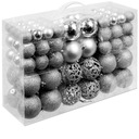 VIANOČNÉ GULE 6/4/3cm 100KS STRIEBORNÁ SET