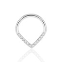 PIERCING Strieborná Clicker náušnica slza so zirkónmi Septum Titanium 1,2/8