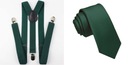 Pánske zelené traky na nohavice a fľaškovozelená pánska kravata