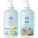 2x FAMILY FRESH Pre deti 2v1 SPRCHOVÝ GÉLOVÝ ŠAMPÓN s pumpičkou KÚPEĽ 1L