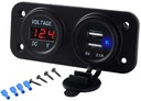 Vodotesná zásuvka zapaľovača nabíjačka autopanel 2v1 2xUSB + voltmeter