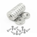 Neodymium magnet s otvorom pre okrúhlu skrutku 15x3 mm, valcový, Hunter 10 ks