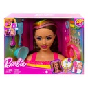 Barbie hlava na úpravu neónovo hnedých vlasov
