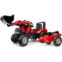 Kufor na šliapací traktor FALK s lyžicou a prívesným vozíkom červený pre 3 roky
