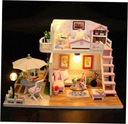LED domček pre bábiky, dvojposchodový drevený DIY model