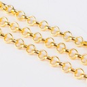 Železný reťazec, strecha, okrúhle bunky, zbytočné, zlato, 4x1 mm, 5 m