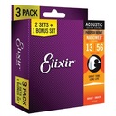 3PACK Elixir NanoWeb fosforové bronzové struny 13-56 (16546)