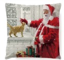Vianočná obliečka na vankúš Santa Claus a Kitty