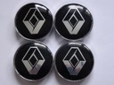4x Stredové krytky Emblémy pre ráfiky RENAULT 60 mm čierne