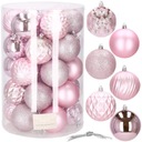 NEZRUŠITEĽNÉ GULE NA VIANOČNÝ STROMČEK RUŽOVÁ 8CM 30KS SET