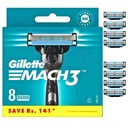 8 x čepieľka Gillette Mach 3 náhradné čepieľky pre holiaci strojček Mach3