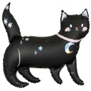 Fóliový balónik CAT s ružovým golierom HALLOWEEN, čierny