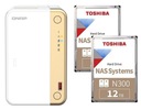 Súborový server QNAP TS-262-4G NAS + 2x 12TB Toshiba