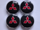 4x Caps Emblémy pre ráfiky MITSUBISHI 60 mm čierne