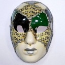 SUPER benátska maska ​​na tvár so zeleným PM031Z