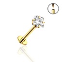 Titanium GOLD Labret Square Cubic Zirconia 1,2/10/3