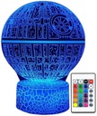 3D LED NOČNÁ LAMPA STAR WARS DEATH STAR LAMPA 16 FARIEB + DIAĽKOVÉ OVLÁDANIE