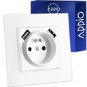 Kontaktná ELEKTRICKÁ ZÁSUVKA S KOLÍKOVÝM sklom SINGLE BIELA ​​2x USB FI60