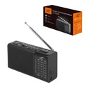 Čierne prenosné rádio USB/SD/AUX FLASHLIGHT