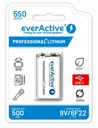 BATÉRIA 6F22 9V LI-ON BATÉRIA 550MAH NABÍJANÁ CEZ USB-C 1200 CYKLOV