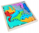 DREVENÉ PUZZLE DINOSAURS MOZAIKA DREVENÉ BLOKY PUZZZLE SCIENCE 12 kusov