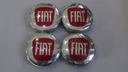 4x Stredové kryty, emblémy, pre FIAT 60 mm červené ráfiky