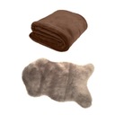 Taupe koberec 60x90 a hnedá deka