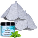 Mentolové kryštály do sauny 100g + 2 plstené čiapky saunový set