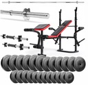 Posilňovacia zostava 142 kg s činkami