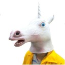 Maska UNICORN, latexová hlava jednorožca HORSE