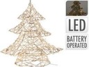 Kovový vianočný stromček 20 LED 30 cm zlatý časovač