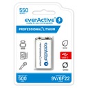 1x EverActive USB C 500mAh 9V/6F22 Li-ion batéria
