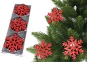 Prívesky s trblietkami Snowflake Stars RED 12 ks
