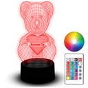 LED NOČNÁ LAMPA PRE DIEVČA, 3D MEDVEĎ, MEDVEĎ, MENO
