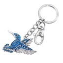 Kľúčenka SELLORI vtáčik s kryštálmi, modrý vtáčik kolibrík, ako darček