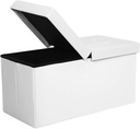 Pouffe box z ekokože bielej farby s úložným priestorom