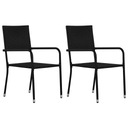 Záhradné stoličky, 2 ks, polyratan, čierna