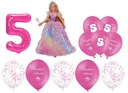 Balónová súprava Bábika Barbie s menom Banner k 5. narodeninám