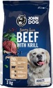 John Dog Berry Line Beef Krill 3 kg Stredné a veľké plemená Krmivo pre psov