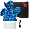 3D LED USB NOČNÁ LAMPA PAW PATROL MARSHALL MARSHAL SKY MENÍ FARBY