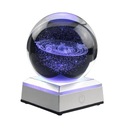 Krištáľová guľa na drevenom podstavci, Solar System LED, 3D gravírovanie
