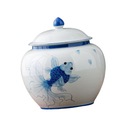 Zásobníková nádoba na keramický zázvorový čaj Fish Blue L