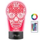 3D LED Lebka Nočné svetlo gravírovanie meno