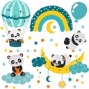 Samolepky na stenu PANDA BEAR balóny 100x100cm PD1