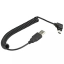 Uhlový USB kábel - Mini USB špirála ĽAVÁ 1,5m